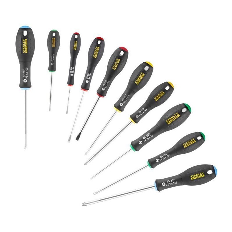 Jeu de 10 Tournevis - STANLEY FATMAX - FMHT0-62128 - Electricien + Mec Jeu de 10 Tournevis - STANLEY FATMAX - FMHT0-62128 - Electricien + Mec