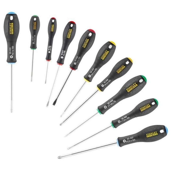 Jeu de 10 Tournevis - STANLEY FATMAX - FMHT0-62128 - Electricien + Mecanicien + Phillips + Pozidriv