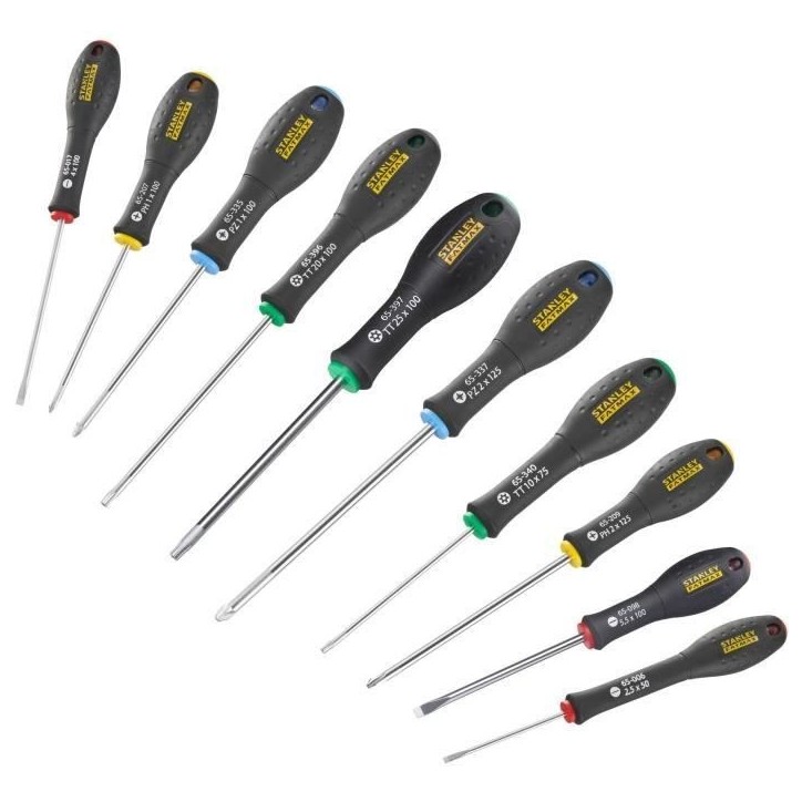 Jeu de 10 Tournevis - STANLEY FATMAX - FMHT0-62128 - Electricien + Mecanicien + Phillips + Pozidriv