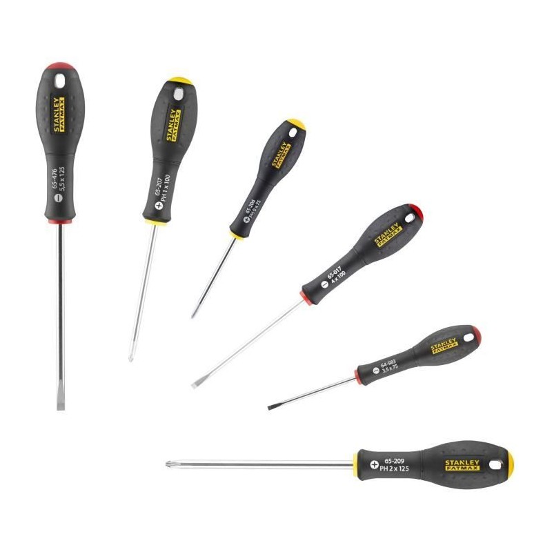 Jeu de 6 Tournevis - STANLEY FATMAX - FMHT0-62626 - Electricien + Phil Jeu de 6 Tournevis - STANLEY FATMAX - FMHT0-62626 - Electricien + Phil