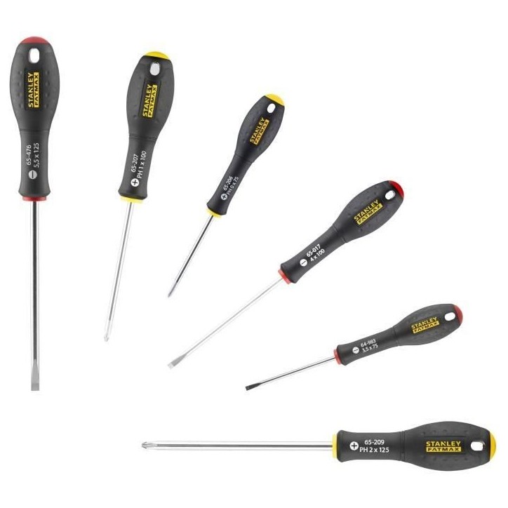 Jeu de 6 Tournevis - STANLEY FATMAX - FMHT0-62626 - Electricien + Phillips Jeu de 6 Tournevis - STANLEY FATMAX - FMHT0-62626 - Electricien + Phillips
