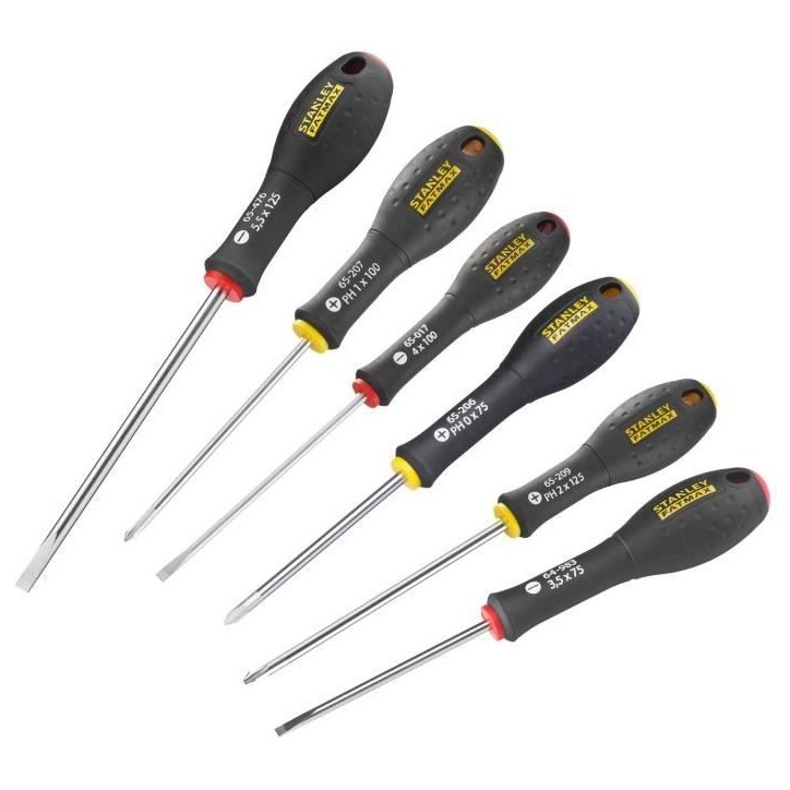 Jeu de 6 Tournevis - STANLEY FATMAX - FMHT0-62626 - Electricien + Phillips Jeu de 6 Tournevis - STANLEY FATMAX - FMHT0-62626 - Electricien + Phillips