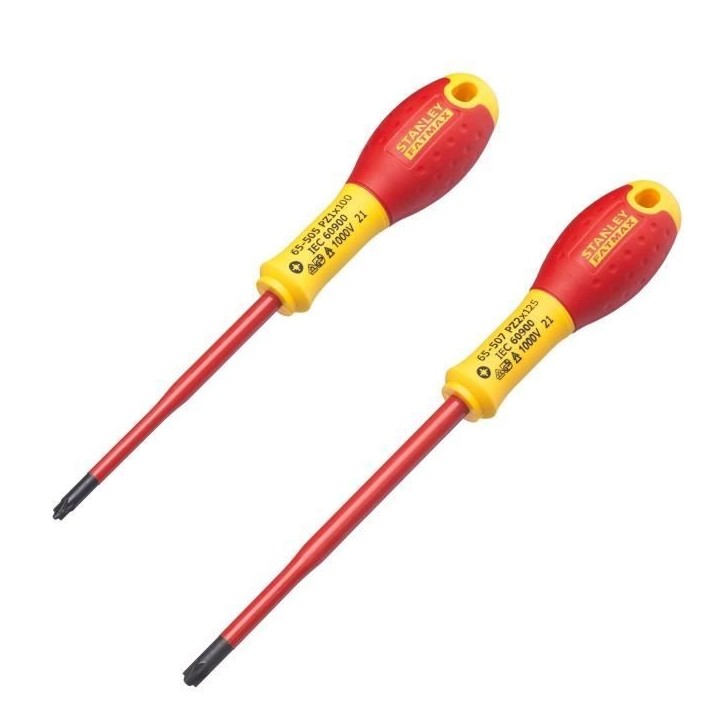 Jeu de 2 Tournevis - STANLEY FATMAX - FMHT0-62649 - Borniers Isolés 1000V - PZ1X100 + PZ2X125 Jeu de 2 Tournevis - STANLEY FATMAX - FMHT0-62649 - Borniers Isolés 1000V - PZ1X100 + PZ2X125