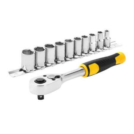 Jeu de cliquet et douilles STANLEY - Cliquet 72 dents 1/4' + 10 douill