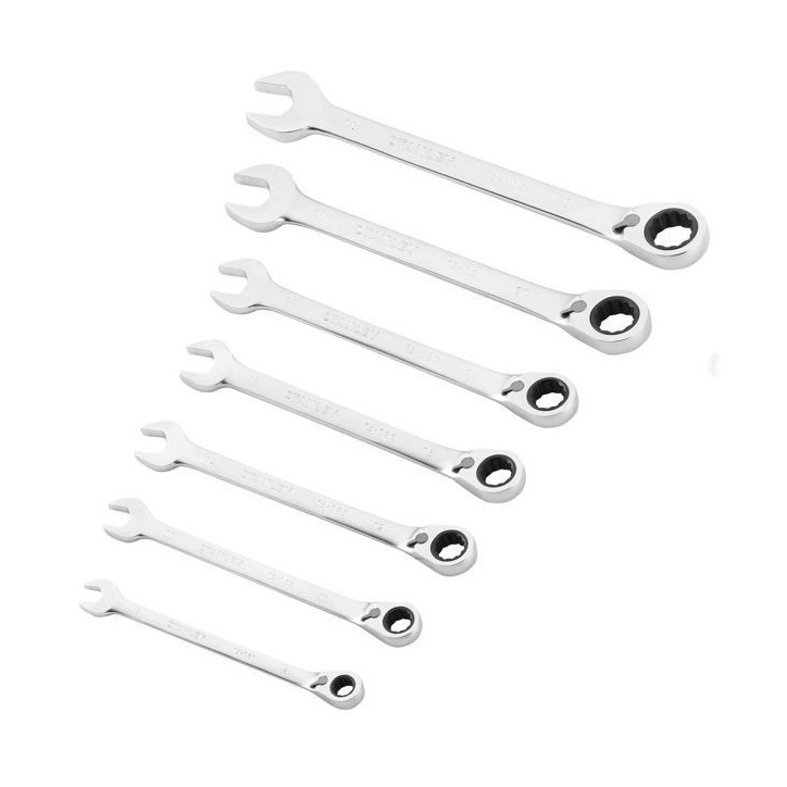 Clé mixte a cliquet réversible STANLEY FATMAX - Jeu de 7 pieces - 8 a 19 mm Clé mixte a cliquet réversible STANLEY FATMAX - Jeu de 7 pieces - 8 a 19 mm