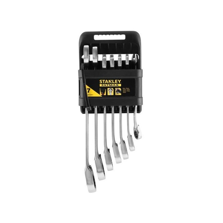 Clé mixte a cliquet réversible STANLEY FATMAX - Jeu de 7 pieces - 8 a 19 mm Clé mixte a cliquet réversible STANLEY FATMAX - Jeu de 7 pieces - 8 a 19 mm