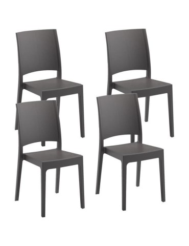 Lot de 4 chaises de jardin FLORA ARETA - 52 x 46 x H 86 cm - Anthracite