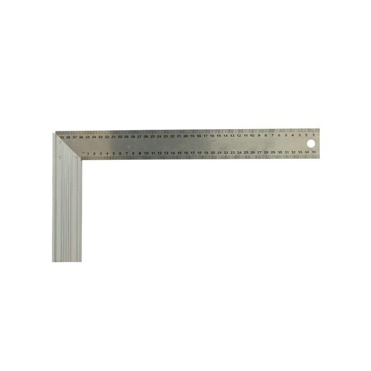 Equerre de menuisier - STANLEY - 1-45-687 - Lame inox - Graduation millimétrique - Talon en aluminium extrudé