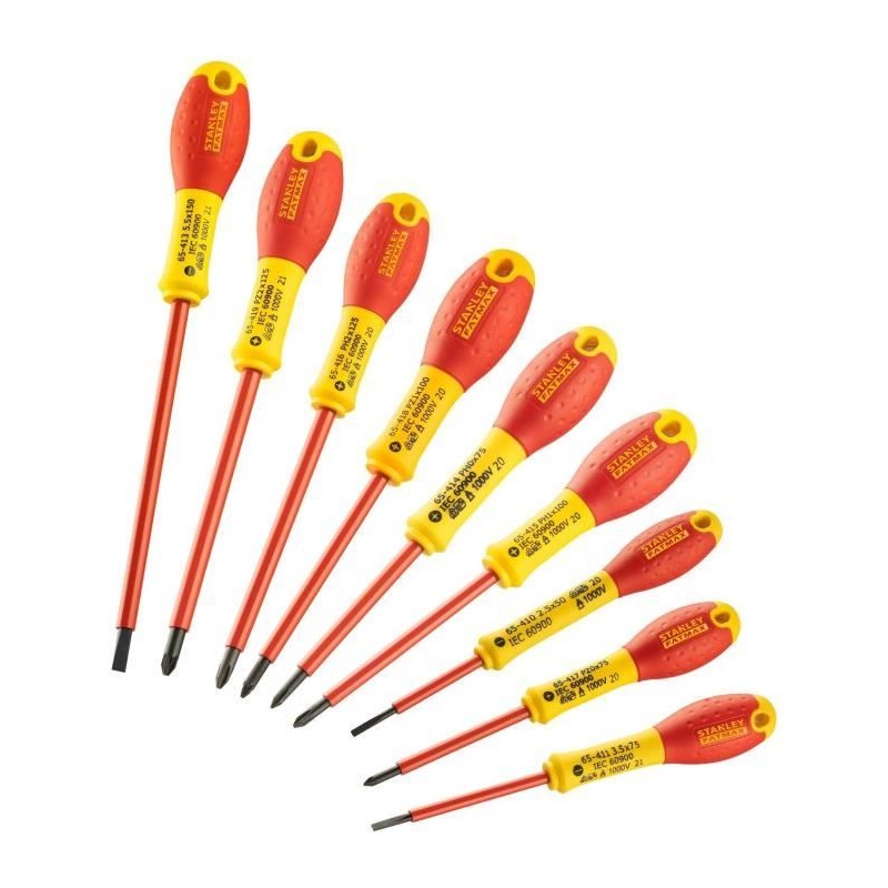 Jeu de 10 Tournevis - STANLEY FATMAX - FMHT62573-0 - Isolés 1000V - E Jeu de 10 Tournevis - STANLEY FATMAX - FMHT62573-0 - Isolés 1000V - E