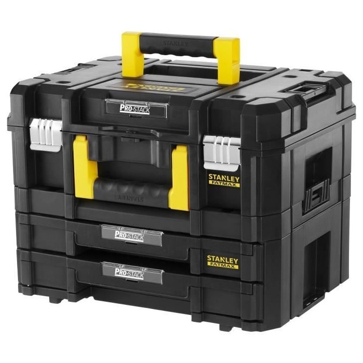 Kit 2 Mallettes PRO-STACK™ - STANLEY FATMAX - FMST1-71981 - 2 poignées - 2 tiroirs - 21,5 L Kit 2 Mallettes PRO-STACK™ - STANLEY FATMAX - FMST1-71981 - 2 poignées - 2 tiroirs - 21,5 L