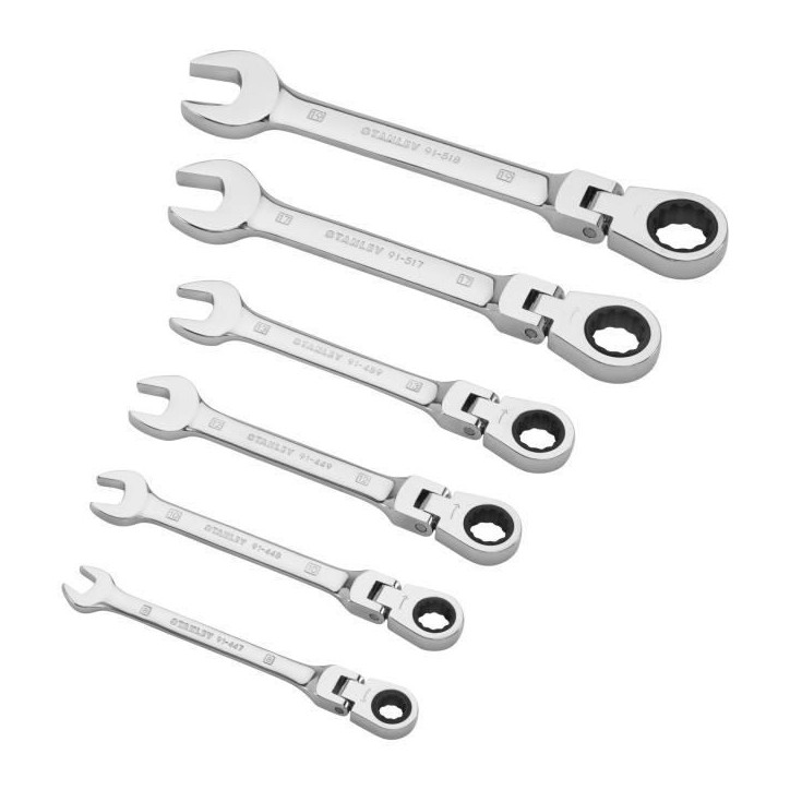 Clé mixte a cliquet STANLEY - 4-91-444 - 6 pieces de 8 a 19 mm