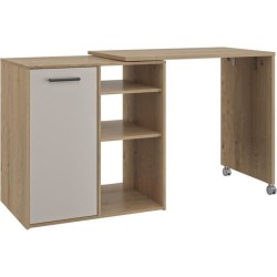 ALPAGA - Ilot pivotant - 1 porte - 156 x 60 x 88 cm - Chene Silva / Gr