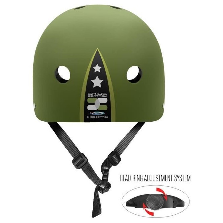 Casque Skate STAMP Skids Control Military Star - Mixte - Taille 53/57 cm - Vert Casque Skate STAMP Skids Control Military Star - Mixte - Taille 53/57 cm - Vert