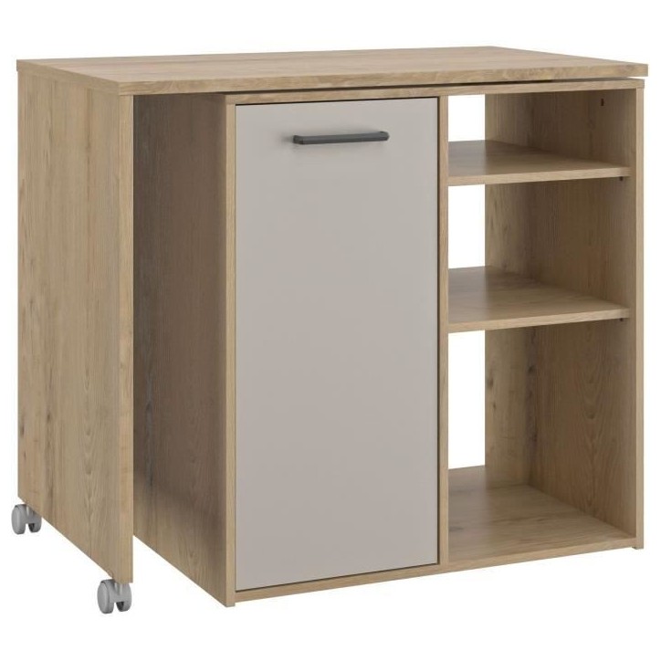 ALPAGA - Ilot pivotant - 1 porte - 156 x 60 x 88 cm - Chene Silva / Grege - GAMI ALPAGA - Ilot pivotant - 1 porte - 156 x 60 x 88 cm - Chene Silva / Grege - GAMI