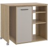 ALPAGA - Ilot pivotant - 1 porte - 156 x 60 x 88 cm - Chene Silva / Gr