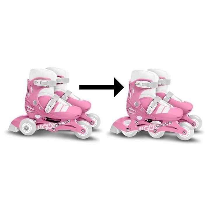Patins en ligne 2-en-1 - STAMP - SKIDS CONTROL - 3 roues - Taille 27-30 - Rose Patins en ligne 2-en-1 - STAMP - SKIDS CONTROL - 3 roues - Taille 27-30 - Rose