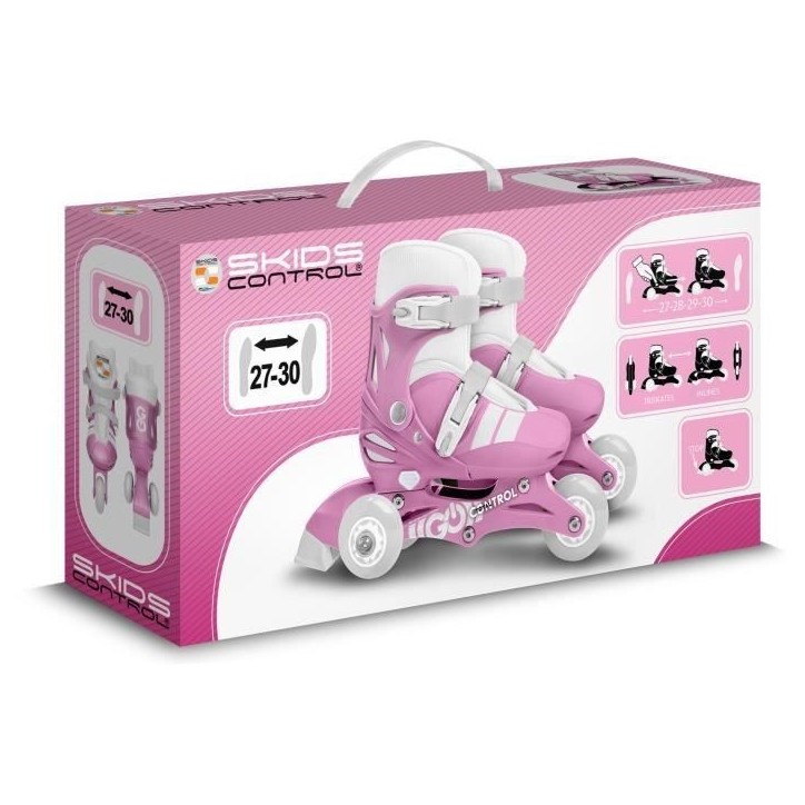 Patins en ligne 2-en-1 - STAMP - SKIDS CONTROL - 3 roues - Taille 27-30 - Rose Patins en ligne 2-en-1 - STAMP - SKIDS CONTROL - 3 roues - Taille 27-30 - Rose