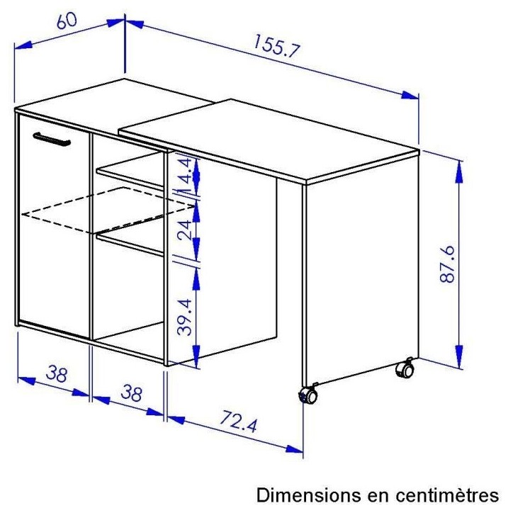 ALPAGA - Ilot pivotant - 1 porte - 156 x 60 x 88 cm - Chene Silva / Grege - GAMI ALPAGA - Ilot pivotant - 1 porte - 156 x 60 x 88 cm - Chene Silva / Grege - GAMI
