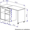 ALPAGA - Ilot pivotant - 1 porte - 156 x 60 x 88 cm - Chene Silva / Gr