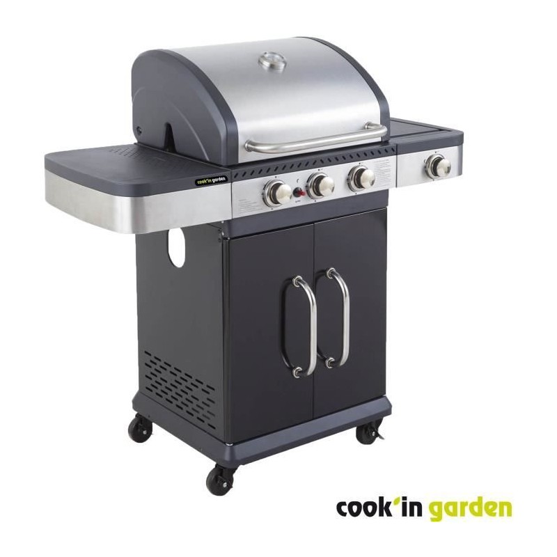 COOK'IN GARDEN Barbecue a gaz FIDGI 3 - 3 feux + Side - 11,5 kw - L 12 COOK'IN GARDEN Barbecue a gaz FIDGI 3 - 3 feux + Side - 11,5 kw - L 12