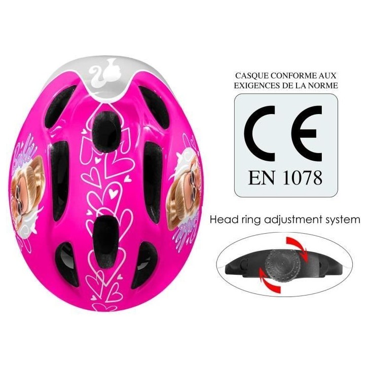 Casque de vélo STAMP - Barbie - Taille ajustable - Confortable - Rose Casque de vélo STAMP - Barbie - Taille ajustable - Confortable - Rose