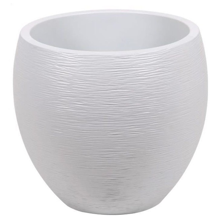 Pot de fleurs Rond Egg Ø 50cm - EDA - Graphit - 46 L - Ø 50 x H. 45 cm - Blanc cérusé Pot de fleurs Rond Egg Ø 50cm - EDA - Graphit - 46 L - Ø 50 x H. 45 cm - Blanc cérusé