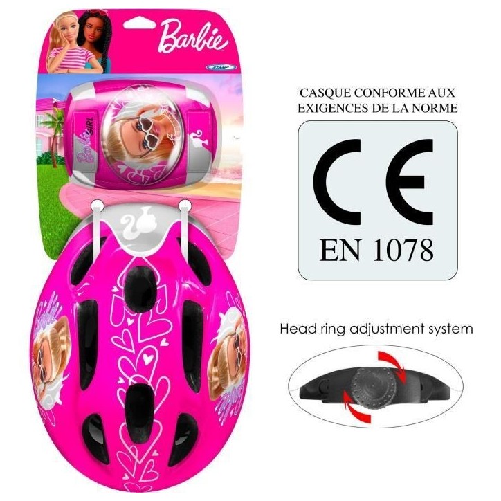 Casque + Coudieres/Genouilleres STAMP - Barbie - Rose - Enfant Casque + Coudieres/Genouilleres STAMP - Barbie - Rose - Enfant