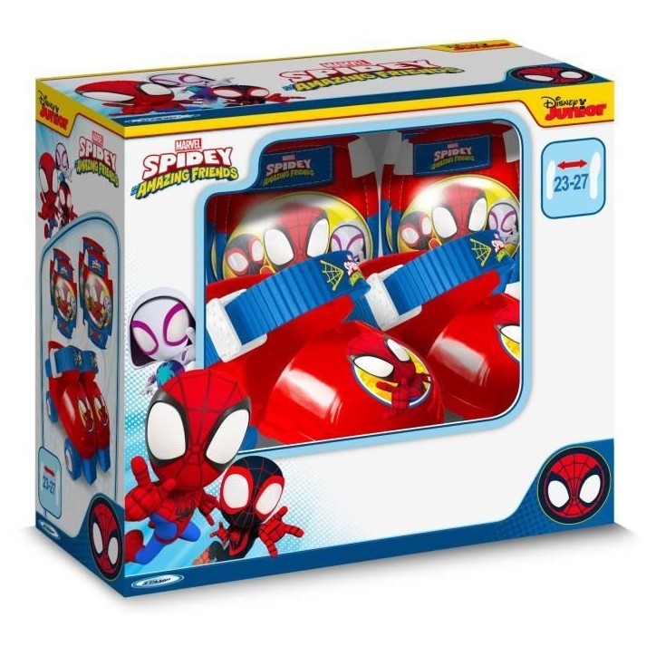 STAMP - Set Patins a roulettes avec genouilleres - Spidey - Enfant - Bleu - Rouge - Garçon