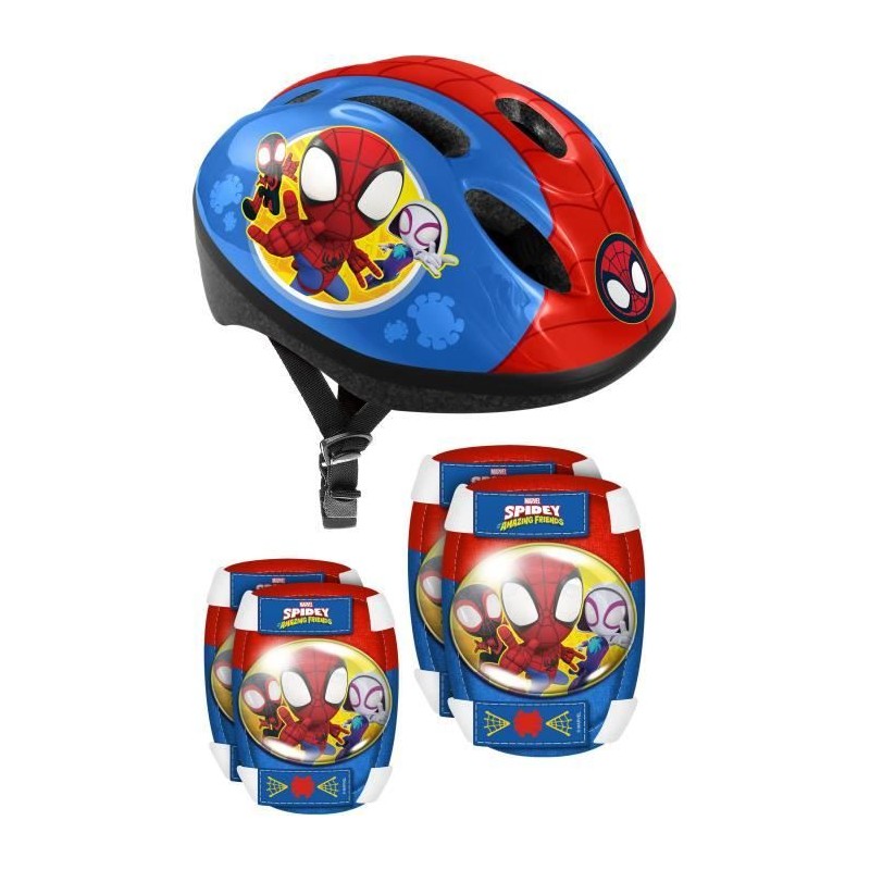 Casque + Coudieres/Genouilleres STAMP - Spidey pour enfant - Glisse ur Casque + Coudieres/Genouilleres STAMP - Spidey pour enfant - Glisse ur