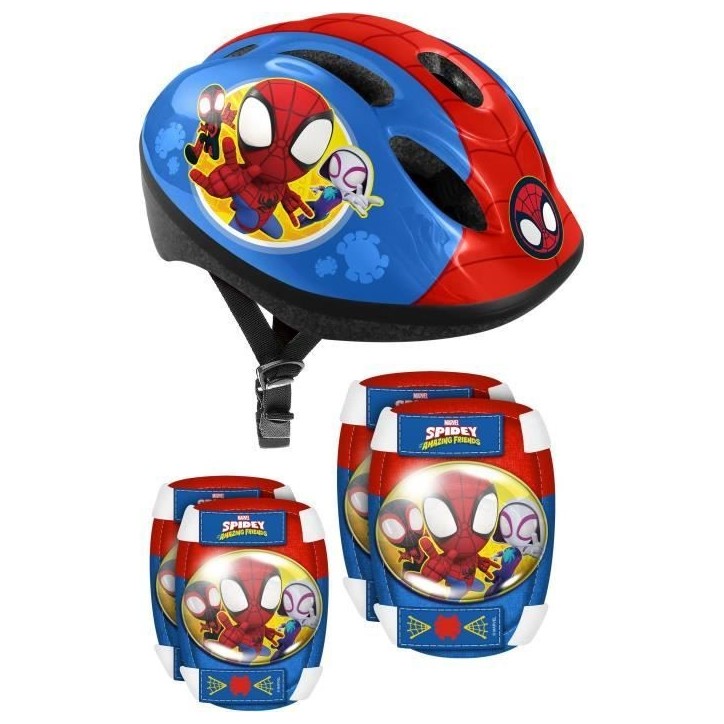 Casque + Coudieres/Genouilleres STAMP - Spidey pour enfant - Glisse urbaine
