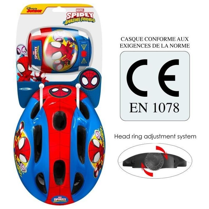 Casque + Coudieres/Genouilleres STAMP - Spidey pour enfant - Glisse urbaine