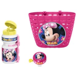 Corbeille + bidon + sonnette Minnie - DISNEY - Rose, blanc et jaune -