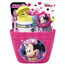 Corbeille + bidon + sonnette Minnie - DISNEY - Rose, blanc et jaune -