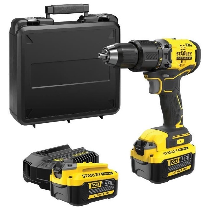 Perceuse visseuse a percussion Brushless 60 Nm - Lithium 18V - 2 Batteries 4Ah - STANLEY FATMAX V20 - SFMCD715M2K-QW