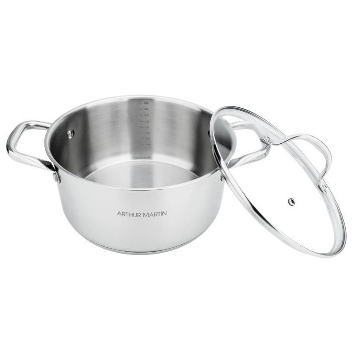 AM3549 Arthur Martin Marmite 24 cm avec couvercle – Acier Inoxydable – Tous feux dont induction AM3549 Arthur Martin Marmite 24 cm avec couvercle – Acier Inoxydable – Tous feux dont induction