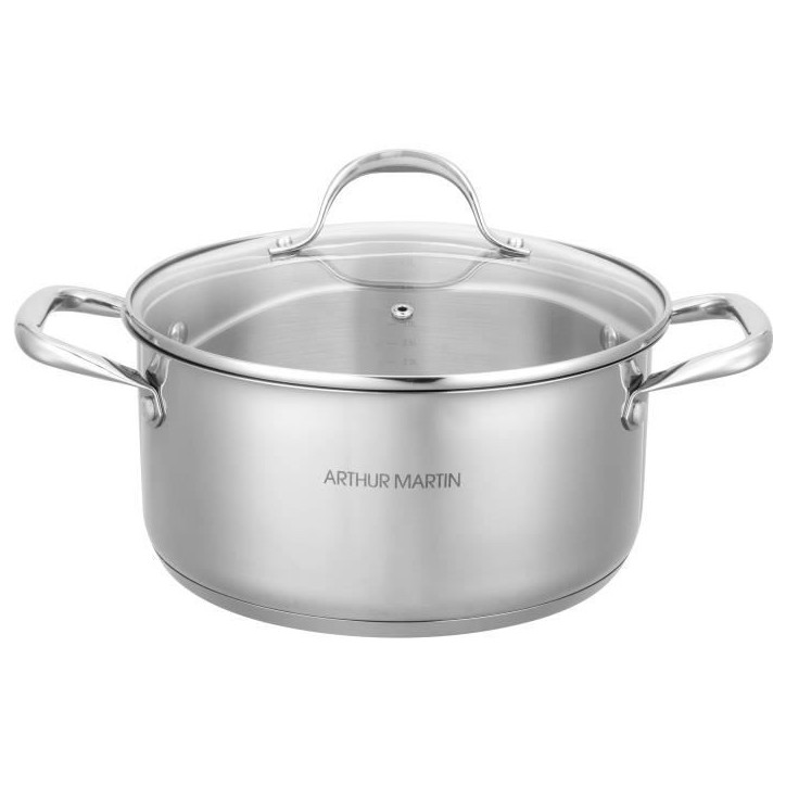 AM2513 Arthur Martin Marmite 28 cm avec couvercle – Acier Inoxydable – Tous feux dont induction