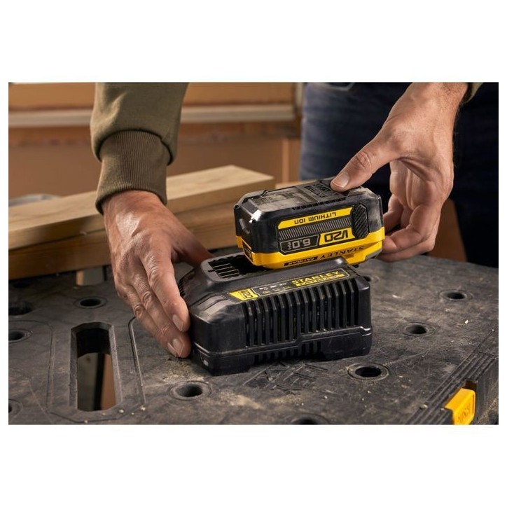 Batterie 18V 6 Ah - Stanley Fatmax - Compatible avec la gamme STANLEY FATMAX V20 - SFMCB206-XJ