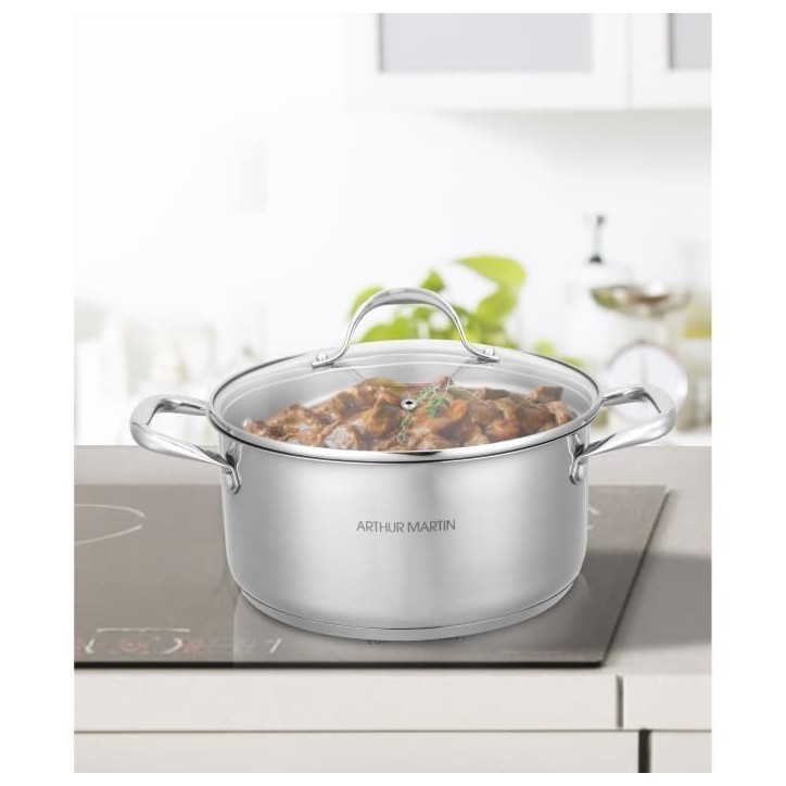 AM2513 Arthur Martin Marmite 28 cm avec couvercle – Acier Inoxydable – Tous feux dont induction