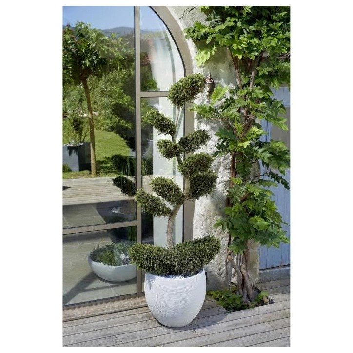 Pot de fleurs Rond Egg Ø 50cm - EDA - Graphit - 46 L - Ø 50 x H. 45 cm - Blanc cérusé Pot de fleurs Rond Egg Ø 50cm - EDA - Graphit - 46 L - Ø 50 x H. 45 cm - Blanc cérusé