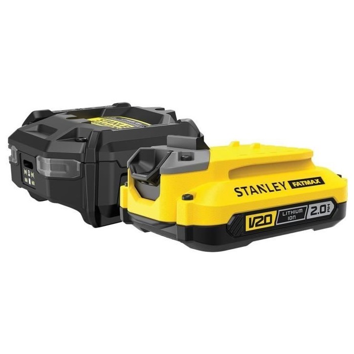 Starter Kit - STANLEY FATMAX V20 - SFMCB10D1-QW - Chargeur 1,25A + 1 Batterie 18V 2Ah
