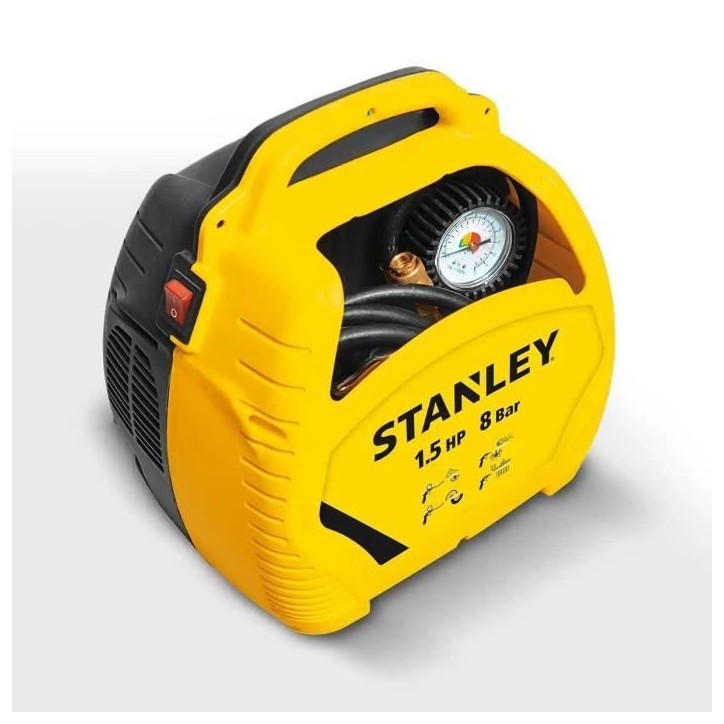 Compresseur d'air sans cuve STANLEY AIR KIT - 1,5 CV - Ultra-compact - Portatif Compresseur d'air sans cuve STANLEY AIR KIT - 1,5 CV - Ultra-compact - Portatif