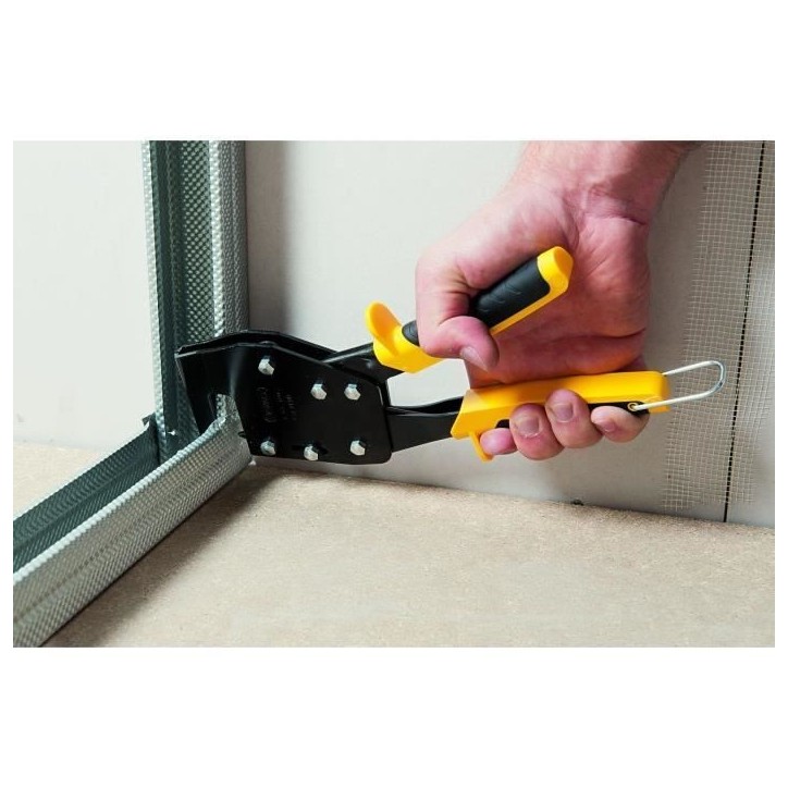 Pince a sertir de plaquiste - Stanley - Pour profils métalliques - Fixation permanente - Sertissage facile Pince a sertir de plaquiste - Stanley - Pour profils métalliques - Fixation permanente - Sertissage facile