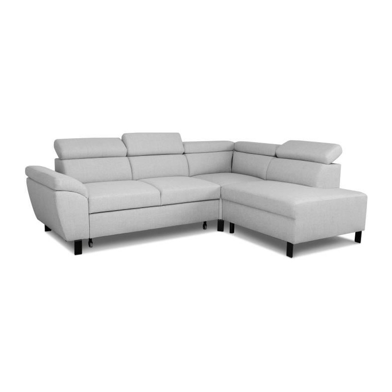 Canapé d'angle convertible - 4 personnes - STAN - Tissu Souris - 3 t