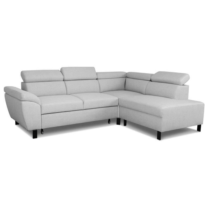 Canapé d'angle convertible - 4 personnes - STAN - Tissu Souris - 3 tétieres - Réversible - 243 x 92 x 184 cm Canapé d'angle convertible - 4 personnes - STAN - Tissu Souris - 3 tétieres - Réversible - 243 x 92 x 184 cm
