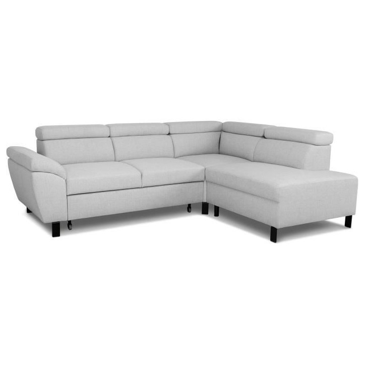 Canapé d'angle convertible - 4 personnes - STAN - Tissu Souris - 3 tétieres - Réversible - 243 x 92 x 184 cm Canapé d'angle convertible - 4 personnes - STAN - Tissu Souris - 3 tétieres - Réversible - 243 x 92 x 184 cm