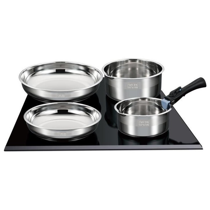 Batterie de cuisine induction - Arthur Martin - AM5538 - Acier inoxydable - 8 pieces - Poignée amovible - Tous feux dont induct Batterie de cuisine induction - Arthur Martin - AM5538 - Acier inoxydable - 8 pieces - Poignée amovible - Tous feux dont induct