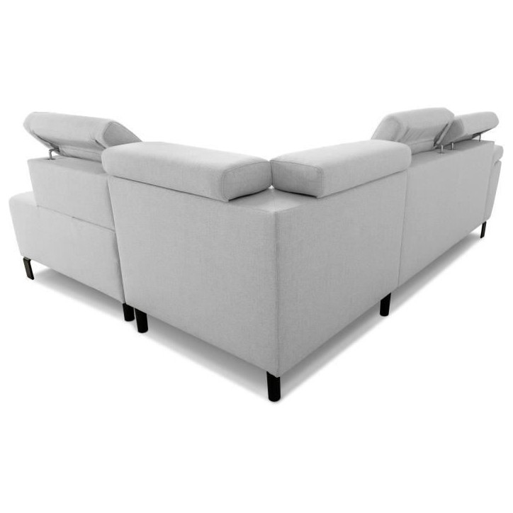 Canapé d'angle convertible - 4 personnes - STAN - Tissu Souris - 3 tétieres - Réversible - 243 x 92 x 184 cm Canapé d'angle convertible - 4 personnes - STAN - Tissu Souris - 3 tétieres - Réversible - 243 x 92 x 184 cm