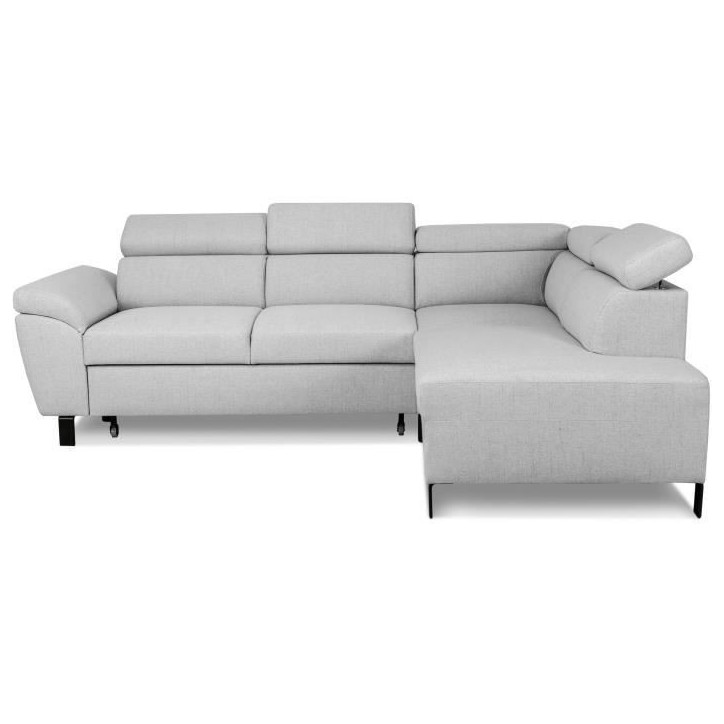 Canapé d'angle convertible - 4 personnes - STAN - Tissu Souris - 3 tétieres - Réversible - 243 x 92 x 184 cm Canapé d'angle convertible - 4 personnes - STAN - Tissu Souris - 3 tétieres - Réversible - 243 x 92 x 184 cm