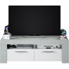 Meuble TV - AMBIT - Effet Béton / Blanc Artik - 2 portes - 2 niches -