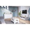 Meuble TV - AMBIT - Effet Béton / Blanc Artik - 2 portes - 2 niches -